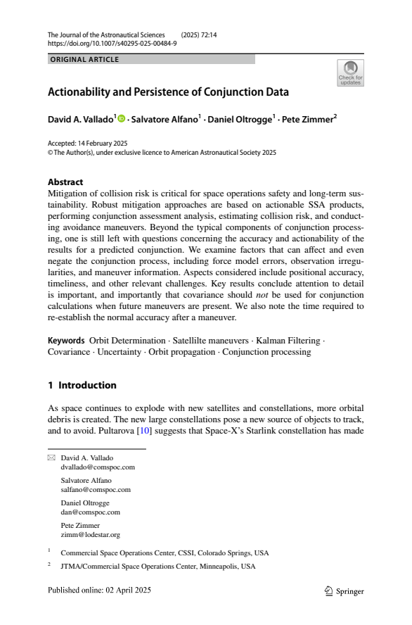 Actionability and Persistence Of Conjunction Data - Paper