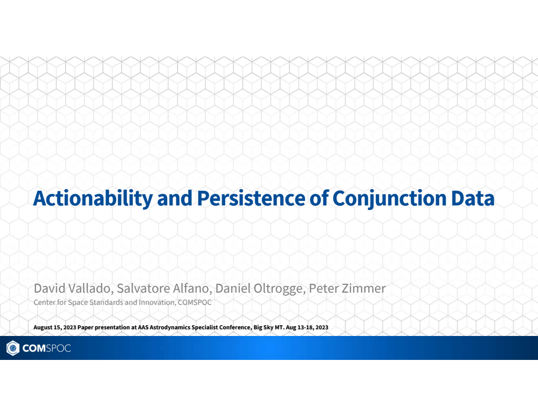 Actionability and Persistence of Conjunction Data - Presentation
