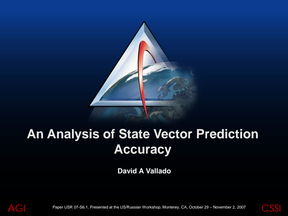 An Analysis of State Vector Prediction Accuracy - Presentation