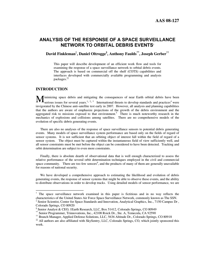 Analysis of the response of a space surveillance network to orbital debris events - Paper
