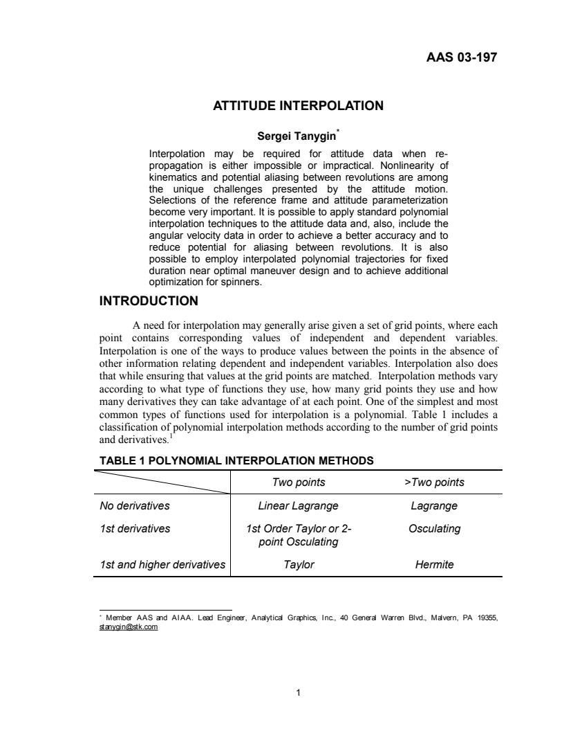 Attitude Interpolation - Paper
