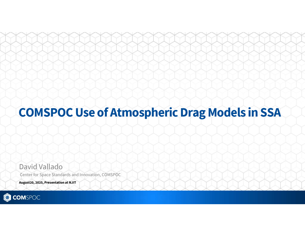 COMSPOC Use of Atmospheric Drag Models in SSA - Presentation