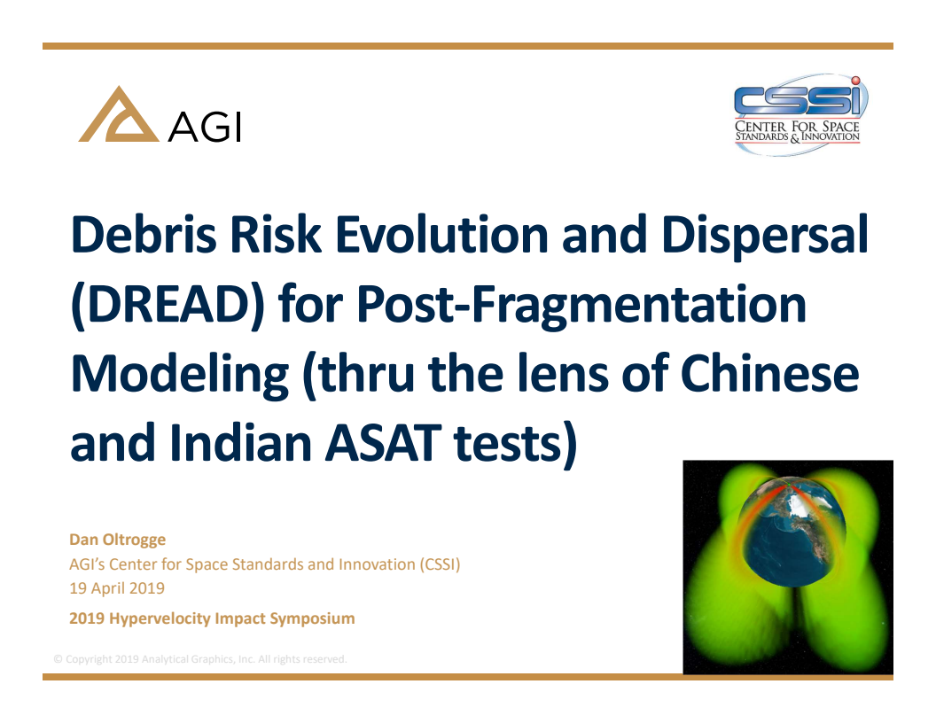 Debris Risk Evolution And Dispersal (DREAD) for post-fragmentation modeling - Presentation