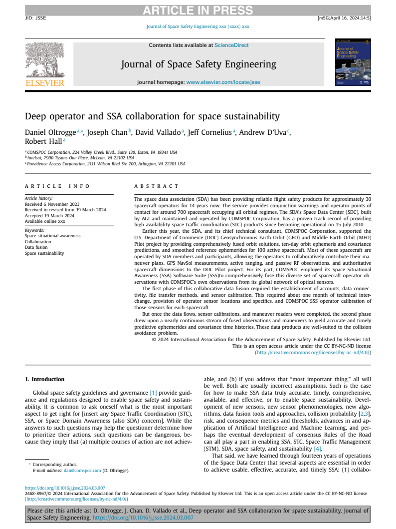 Deep operator and SSA collaboration for space sustainability - Paper