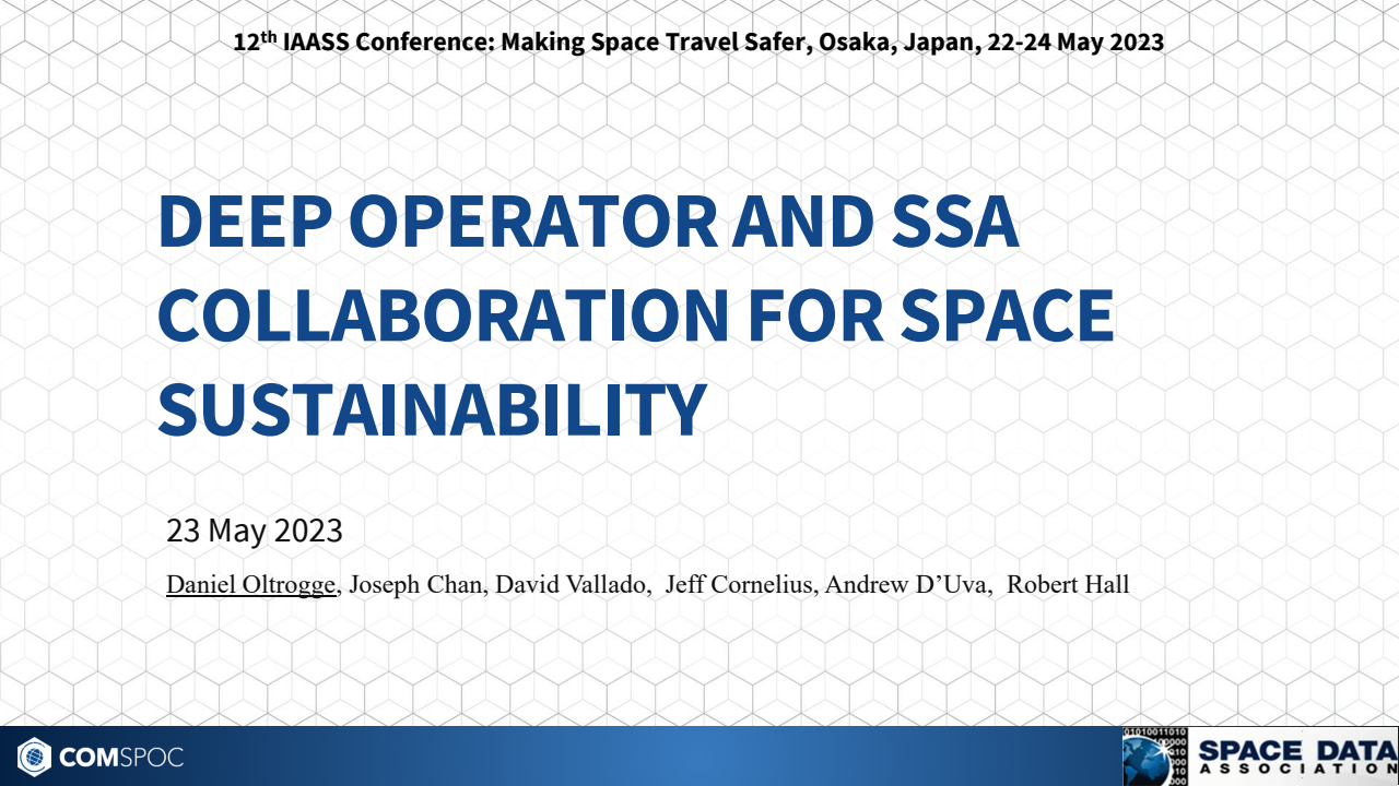 DEEP OPERATOR AND SSA COLLABORATION FOR SPACE SUSTAINABILITY - Presentation