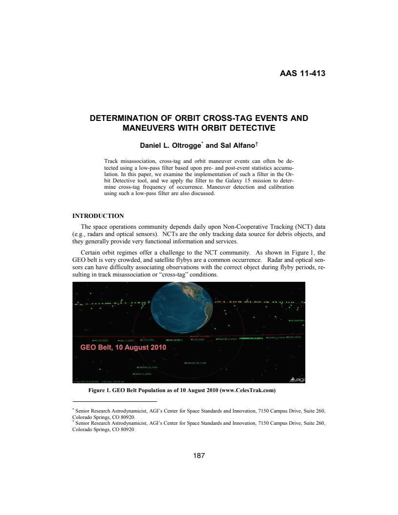 Determination of orbit cross-tag events and maneuvers with Orbit Detective - Paper