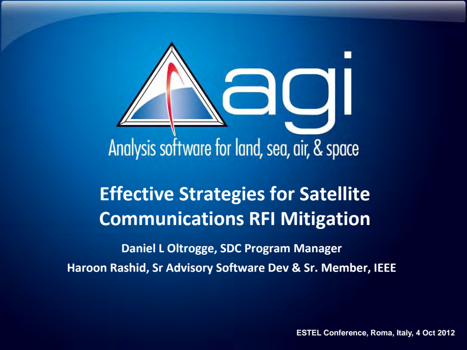 Effective Strategies for Satellite Communications RFI Mitigation - Presentation