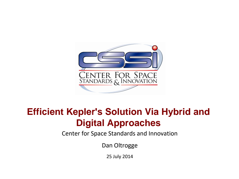 Efficient Solutions of Kepler’s Equation Via Hybrid and Digital Approaches - Presentation