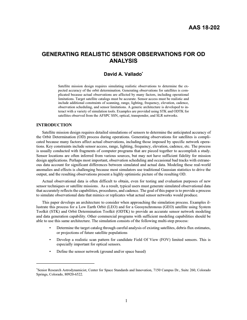 Generating realistic sensor observations for OD analysis - Paper