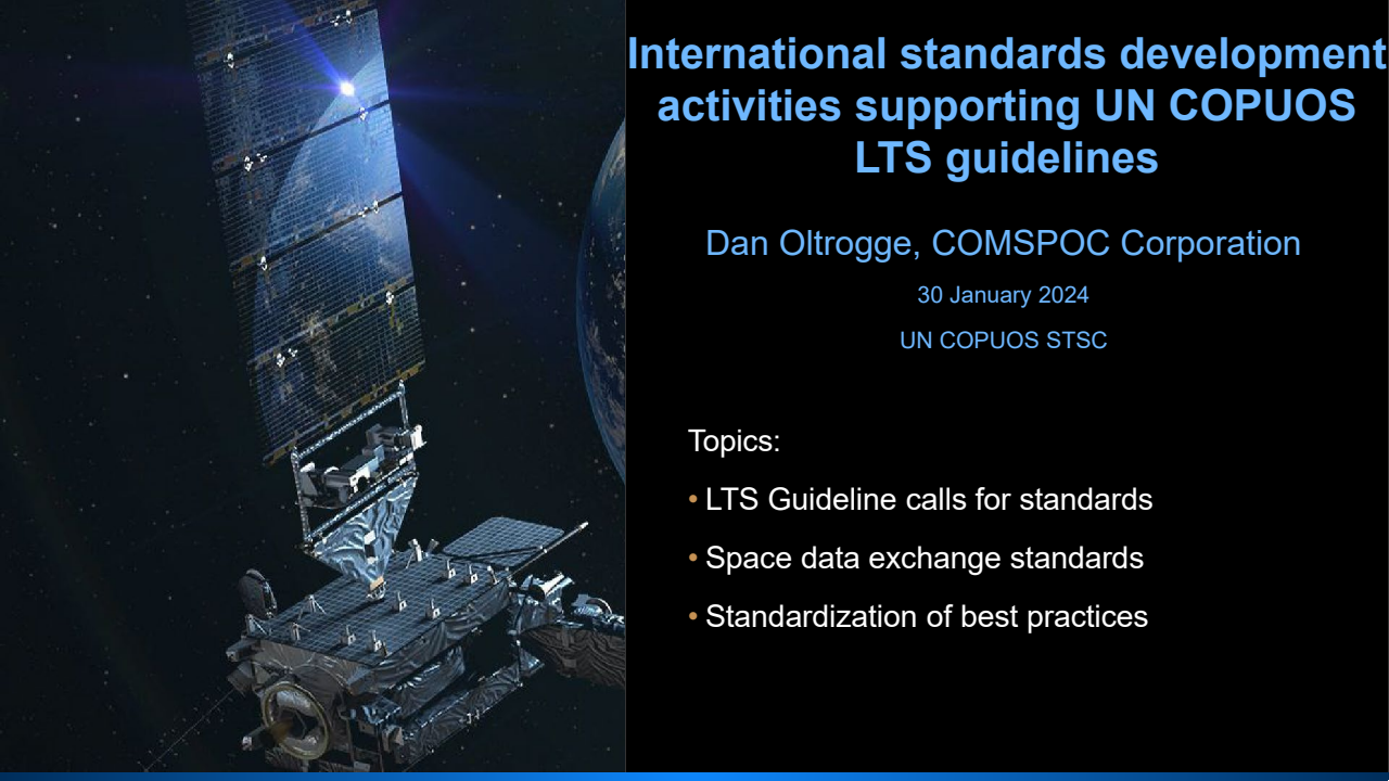 International standards development activities supporting UN COPUOS LTS guidelines - Presentation