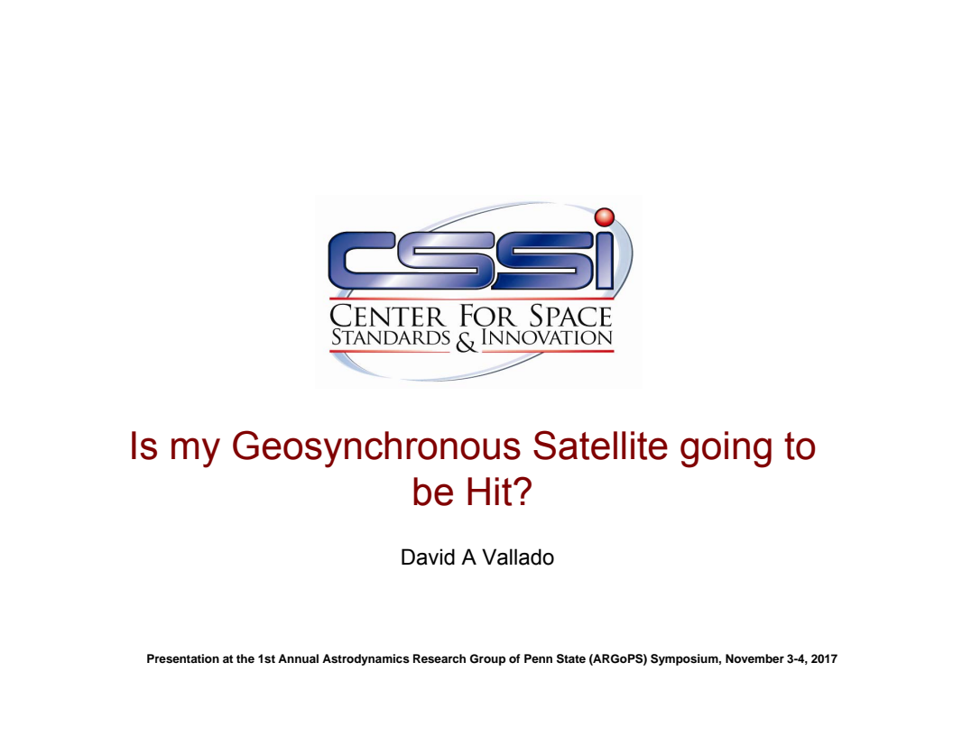 Is my Geosynchronous satellite going to be hit? - Presentation
