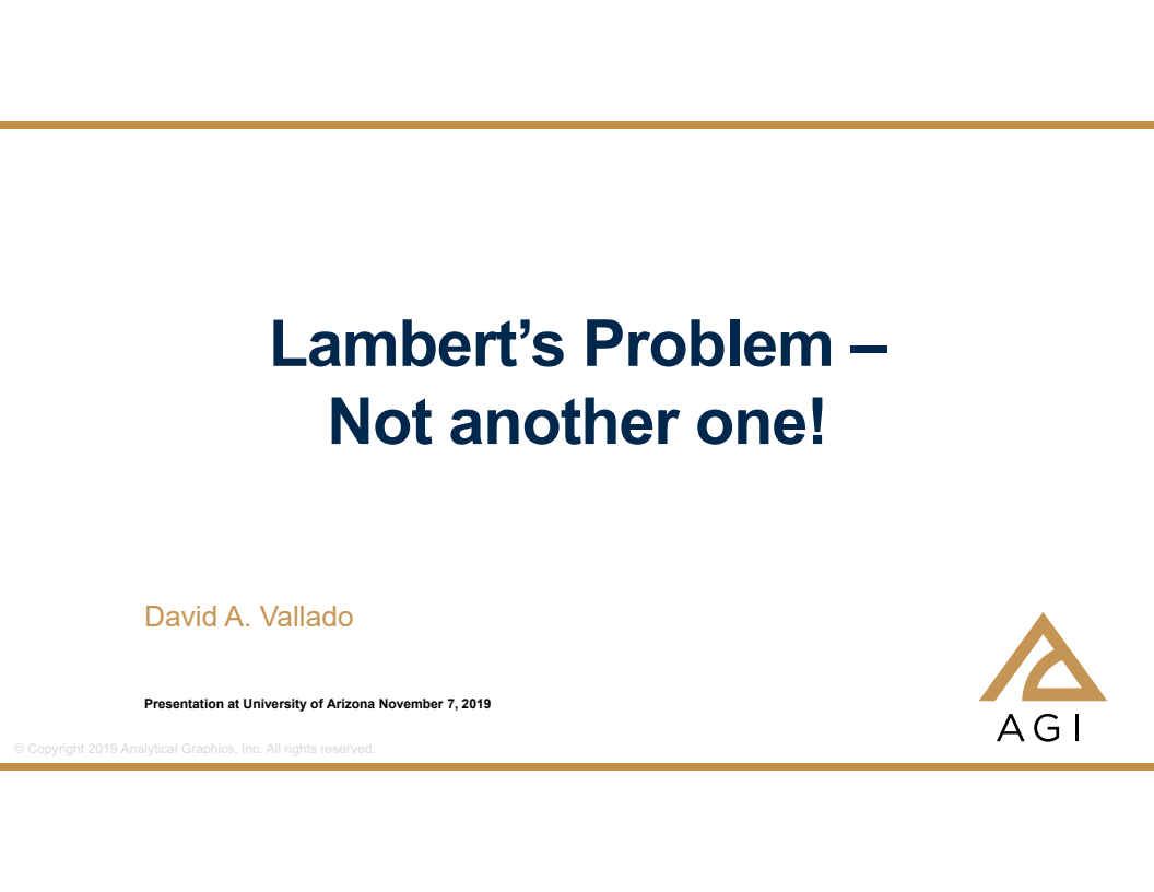 Lambert’s Problem – not another one! - Presentation