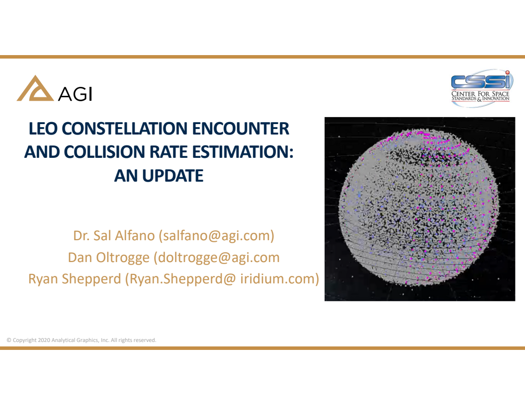LEO constellation encounter and collision rate estimation:  an update - Presentation