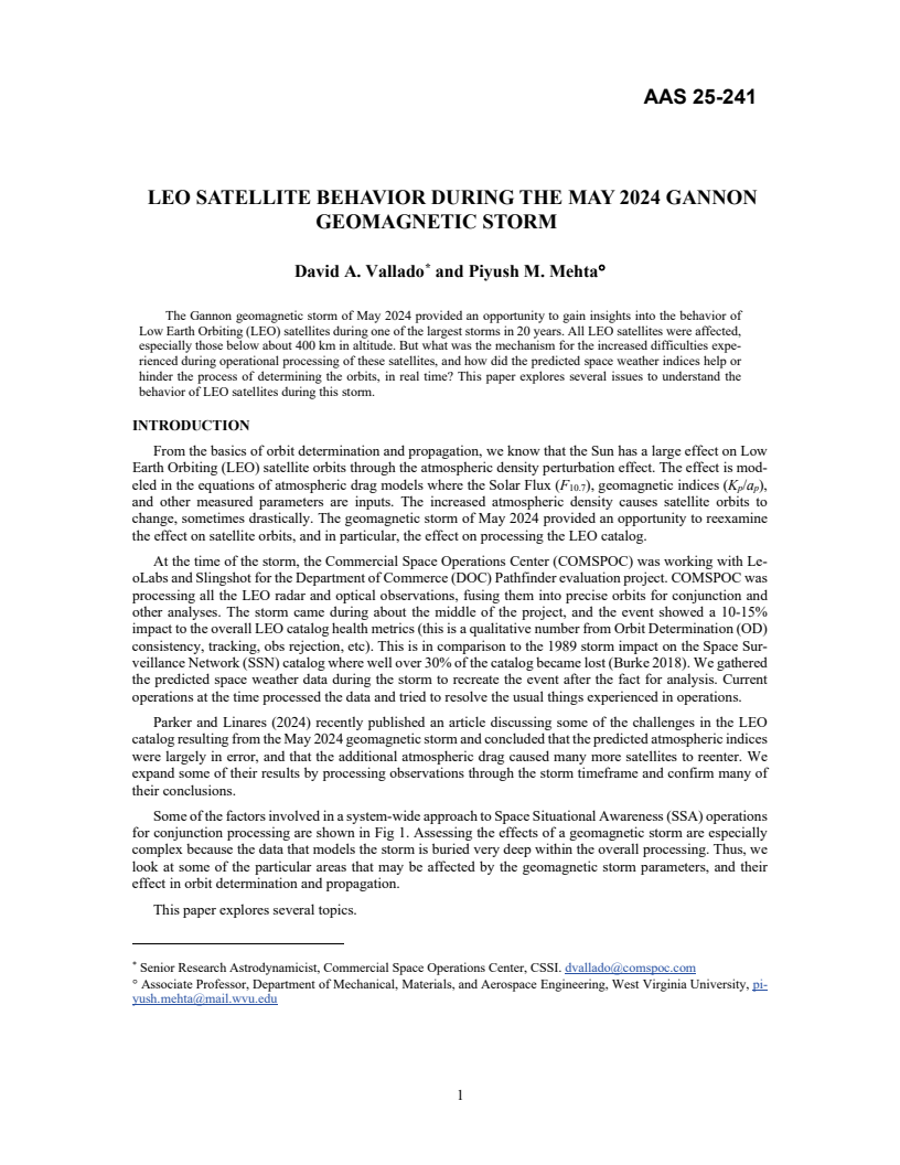 LEO satellite behavior during the May 2024 Gannon geomagnetic storm - Paper