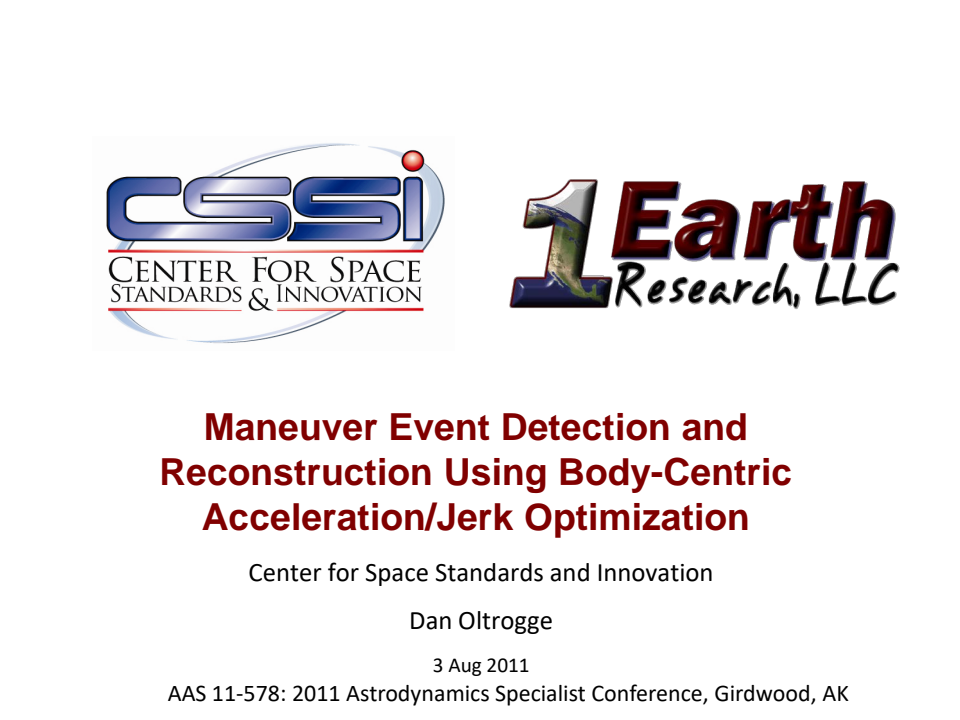 Maneuver event detection and reconstruction using body-centric acceleration/jerk optimization - Presentation