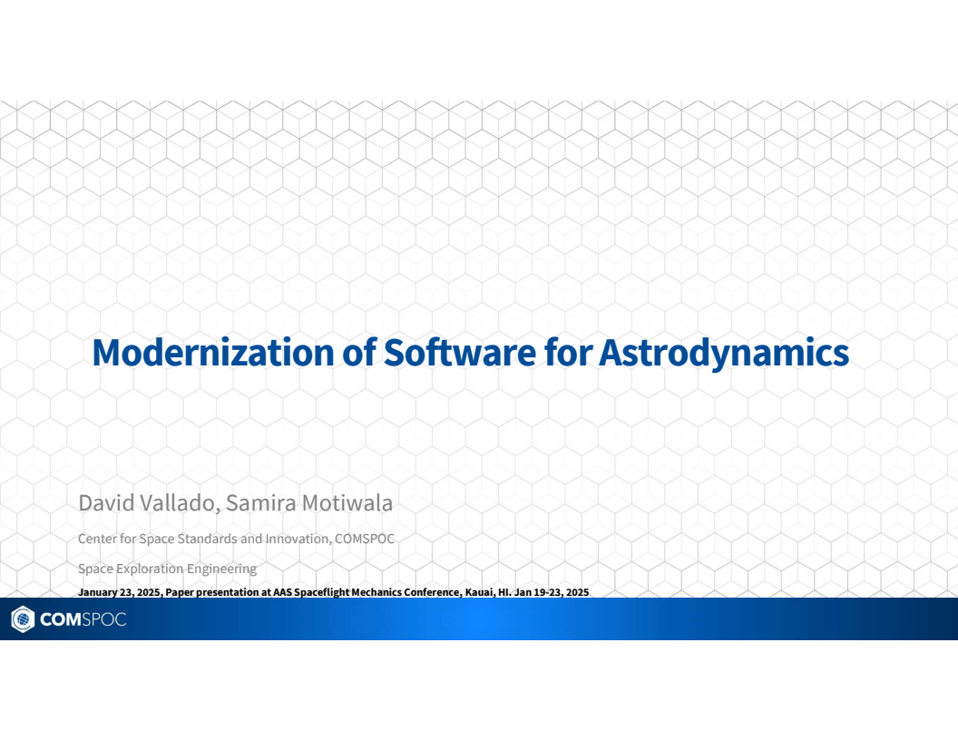 Modernization of software for astrodynamics - Presentation