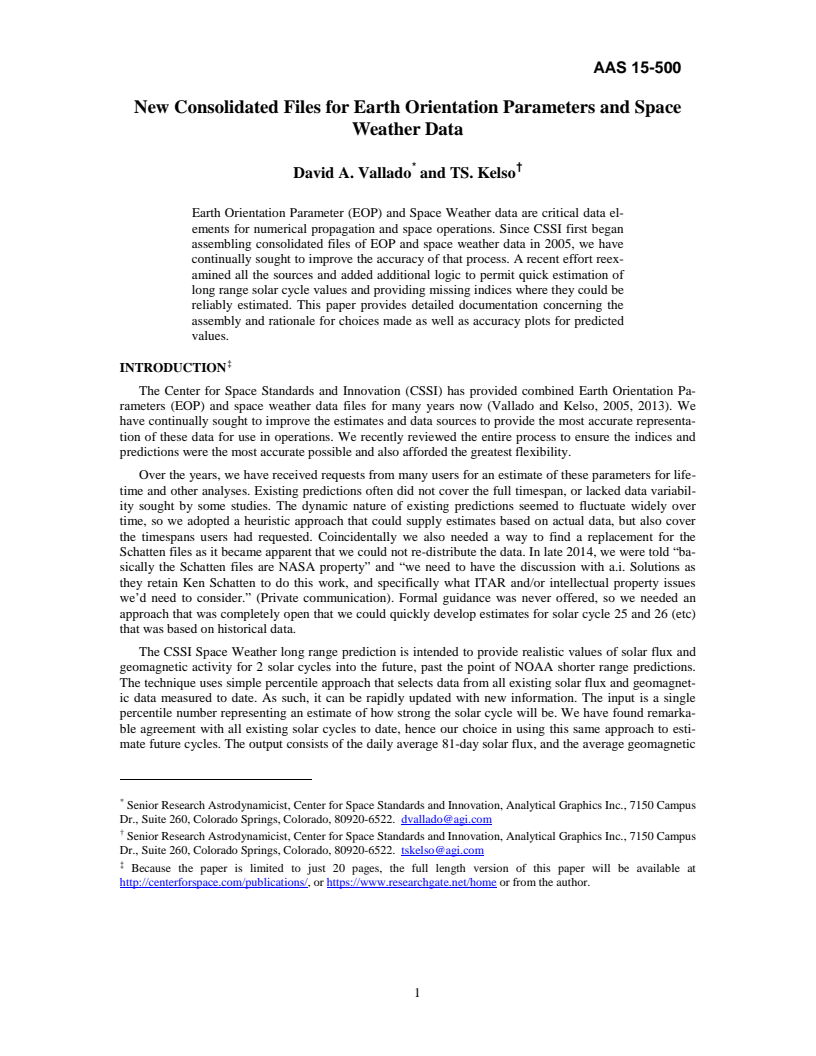 New Consolidated Files for Earth Orientation Parameters and Space Weather Data - Paper