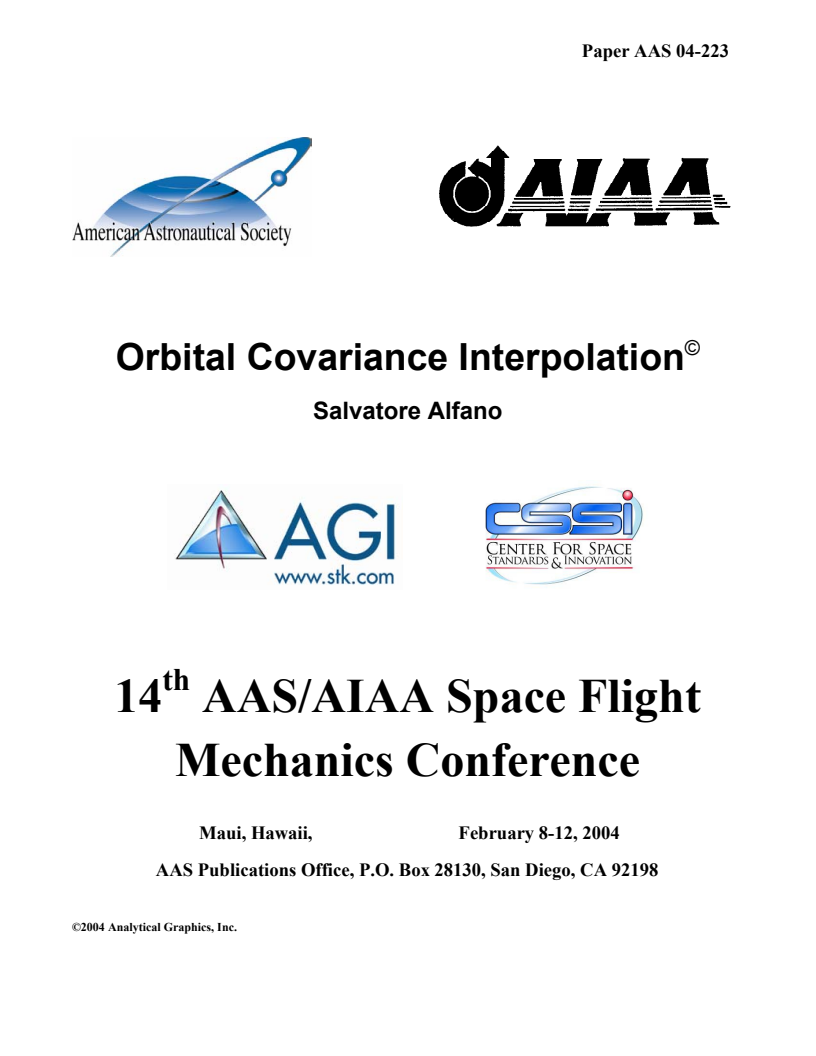 Orbital Covariance Interpolation - Paper