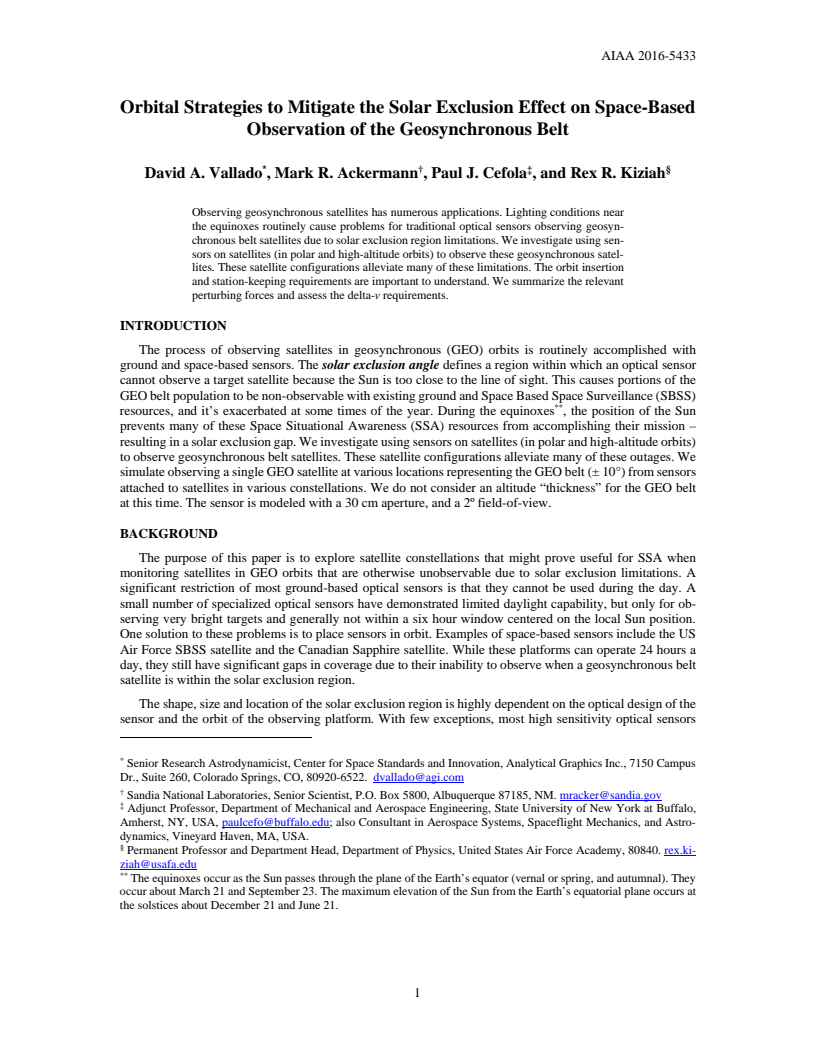 Orbital Strategies to Mitigate the Solar Exclusion Effect on Space-Based Observation of the Geosynchronous Belt - Paper