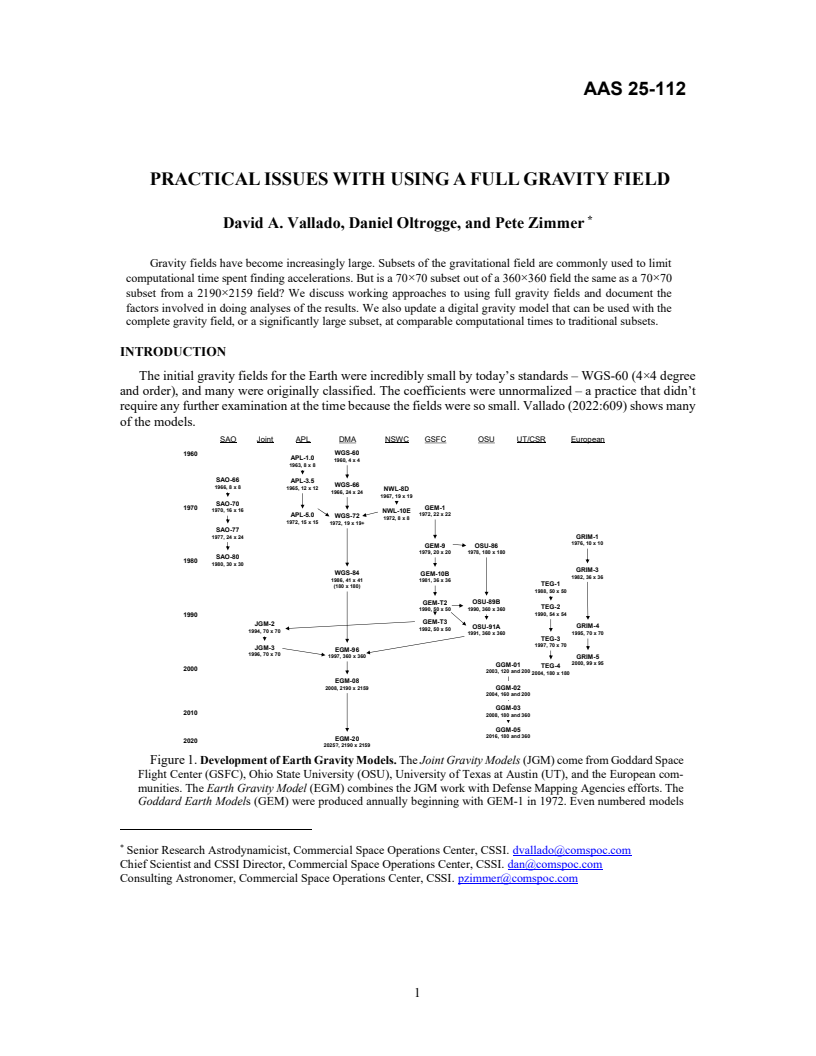Practical issues with using a full gravity field - Paper
