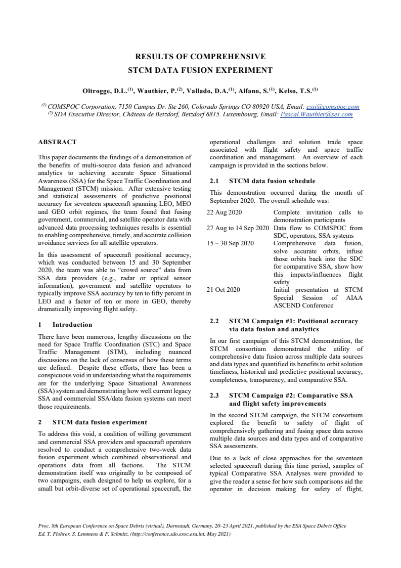 Results of comprehensive STCM data fusion experiment - Paper