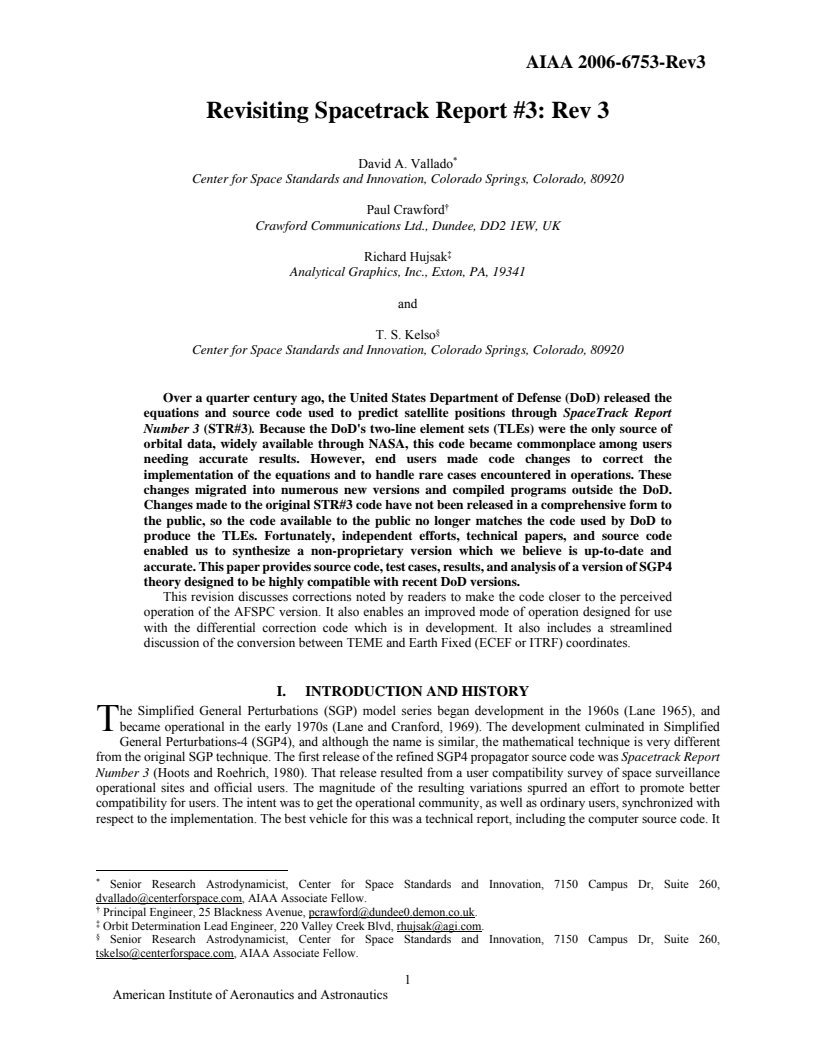 Revisiting Spacetrack Report #3 - Paper