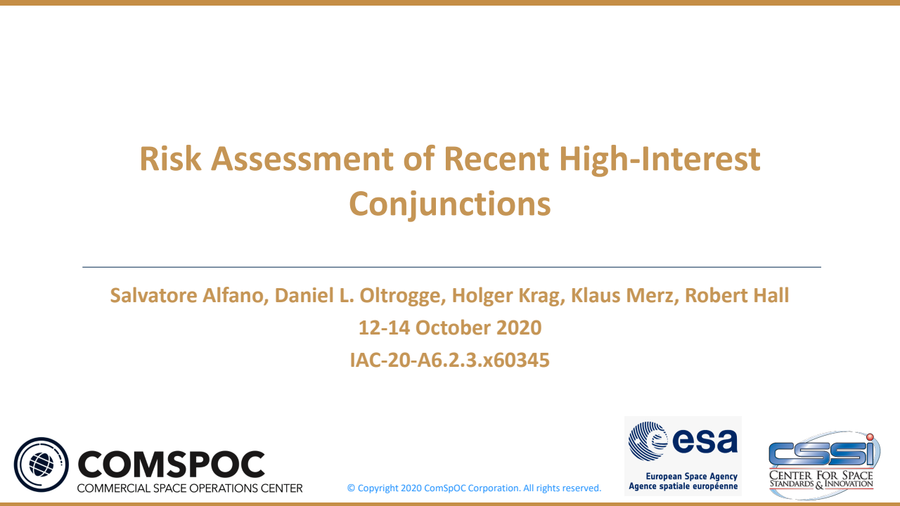 Risk Assessment of Recent High-Interest Conjunctions - Presentation