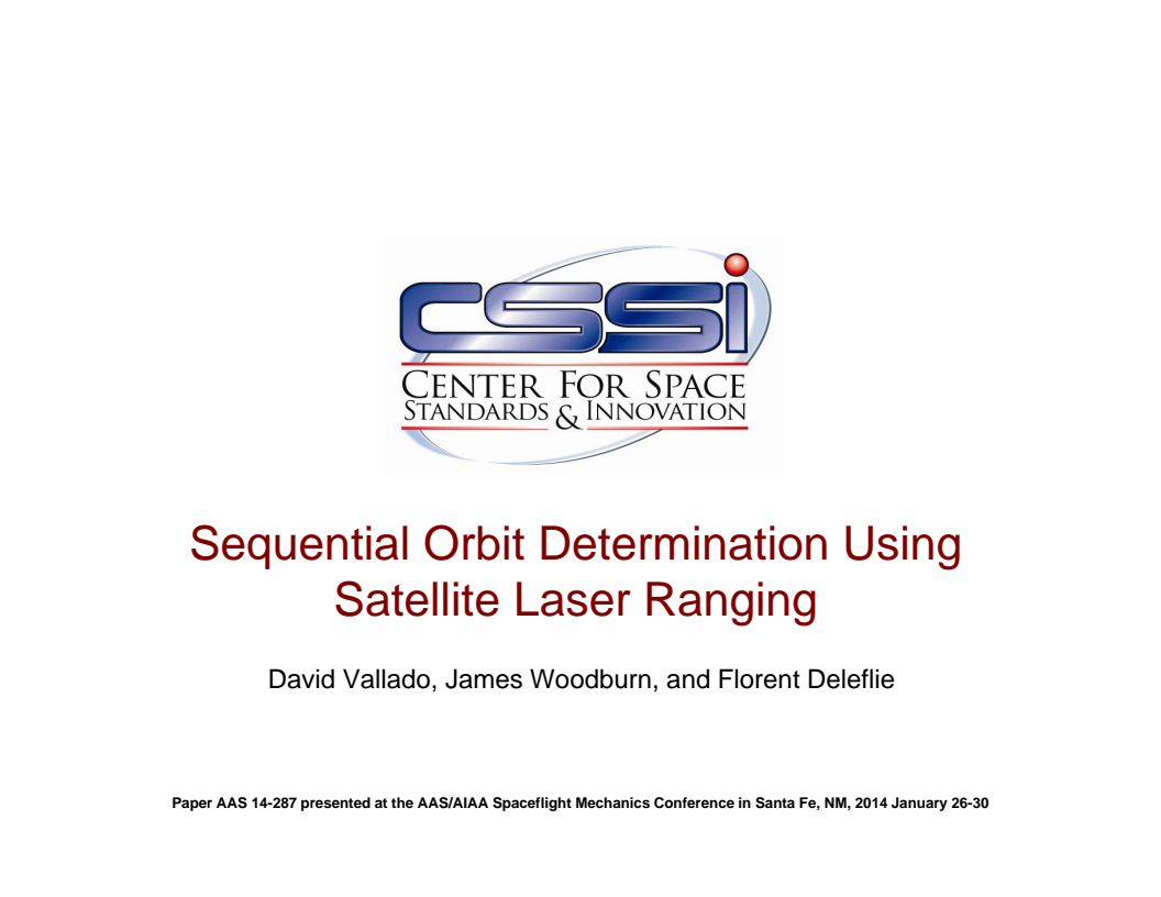 Sequential Orbit Determination Using Satellite Laser Ranging - Presentation