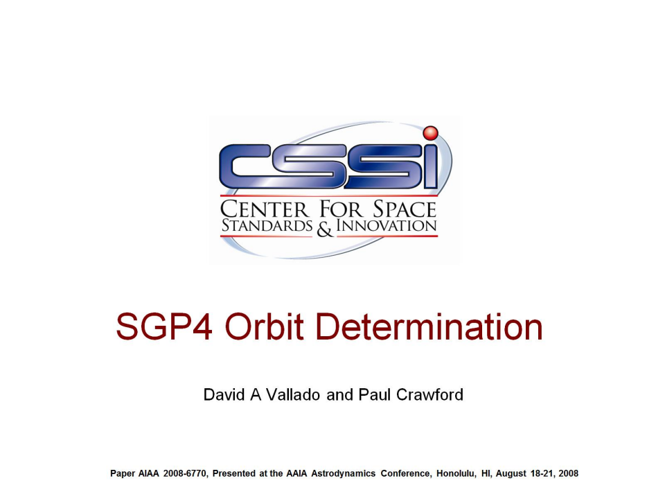 SGP4 Orbit Determination - Presentation