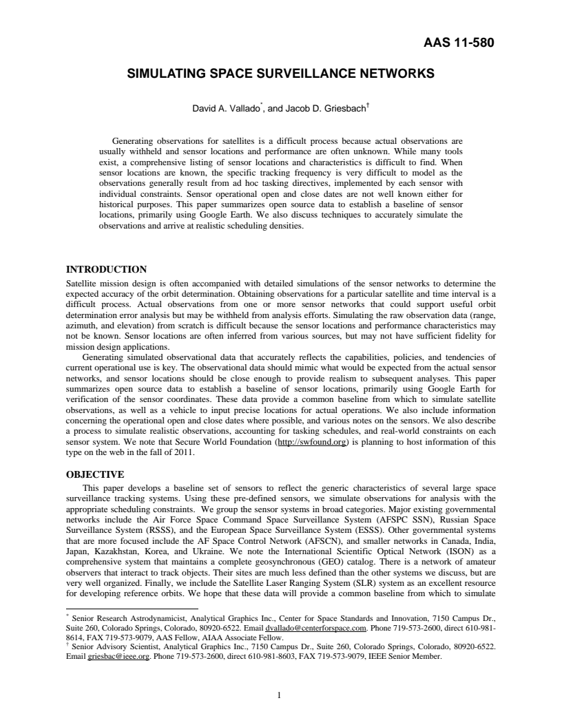 SIMULATING SPACE SURVEILLANCE NETWORKS - Paper