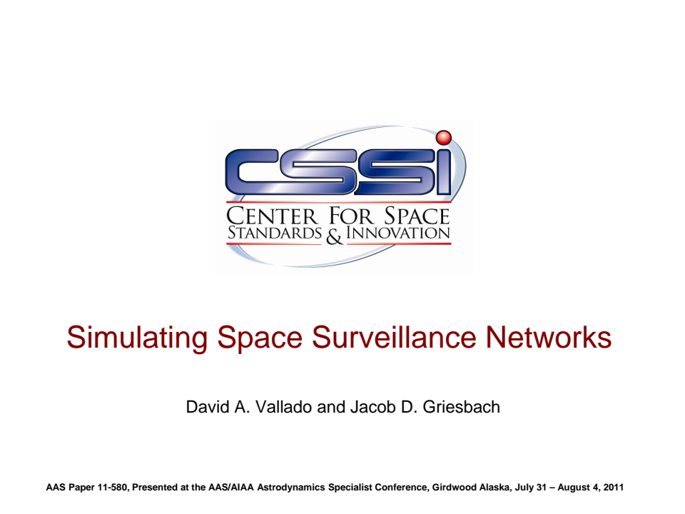 SIMULATING SPACE SURVEILLANCE NETWORKS - Presentation