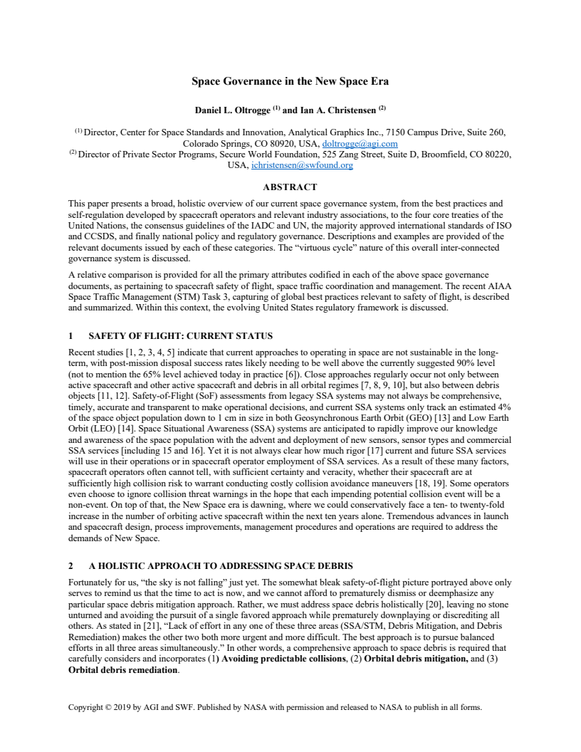 Space Governance in the New Space Era - Paper