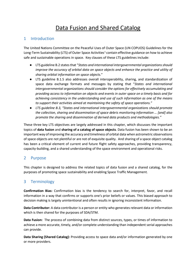Space Traffic Management: On the topics of Data Fusion and Shared Catalogs - Paper