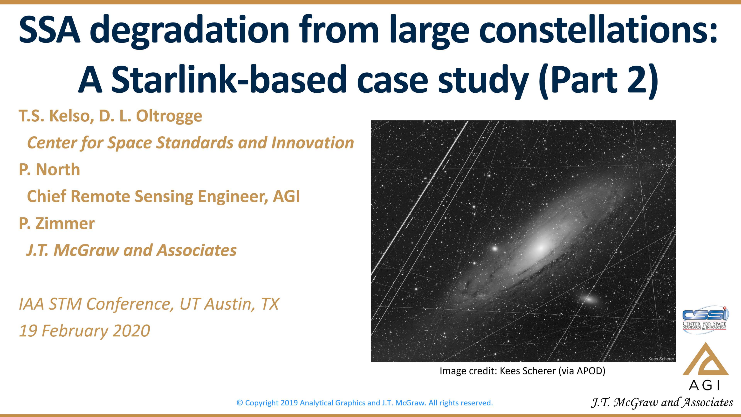 SSA DEGRADATION FROM LARGE CONSTELLATIONS: A STARLINK-BASED CASE FOLLOW-ON STUDY - Presentation