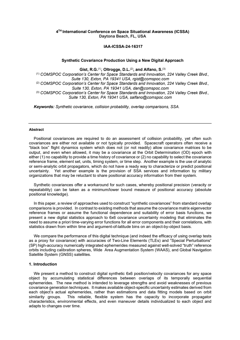 Synthetic Covariance Production Using a New Digital Approach - Paper