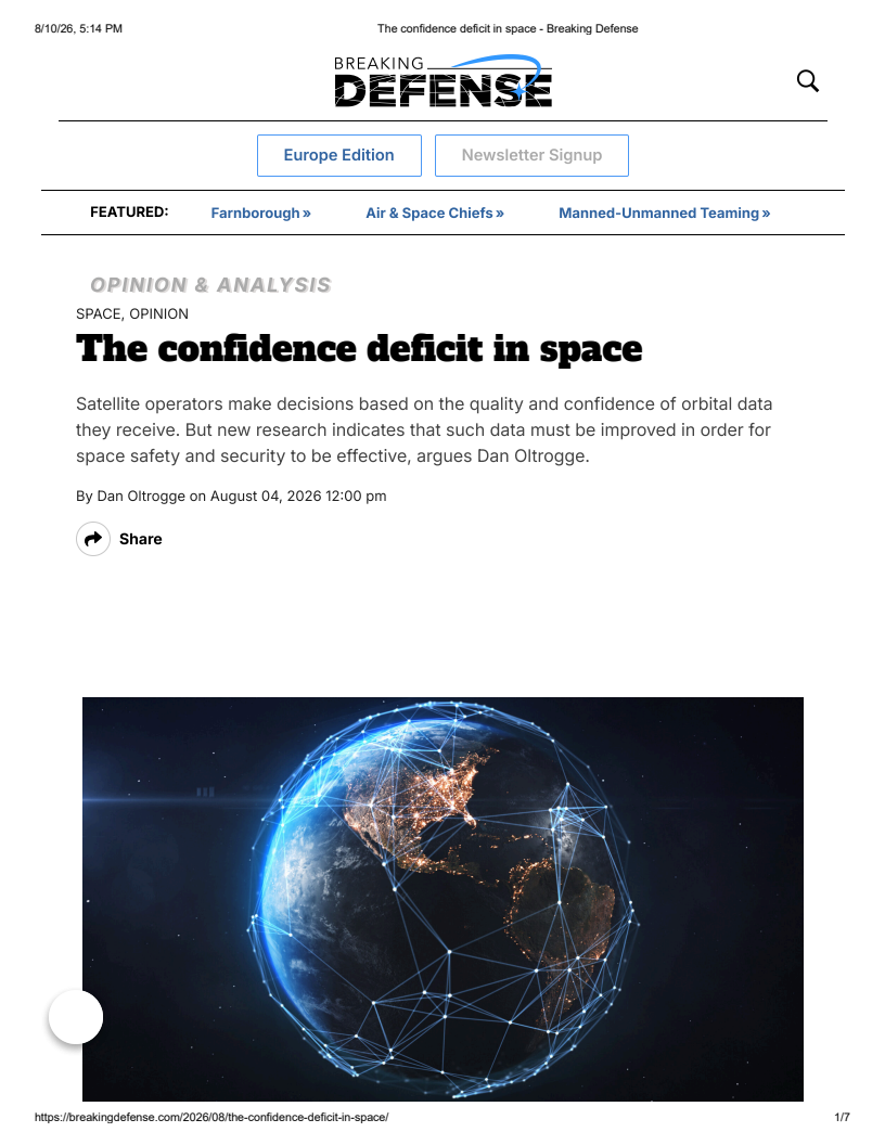 The Confidence Deficit in Space - Paper