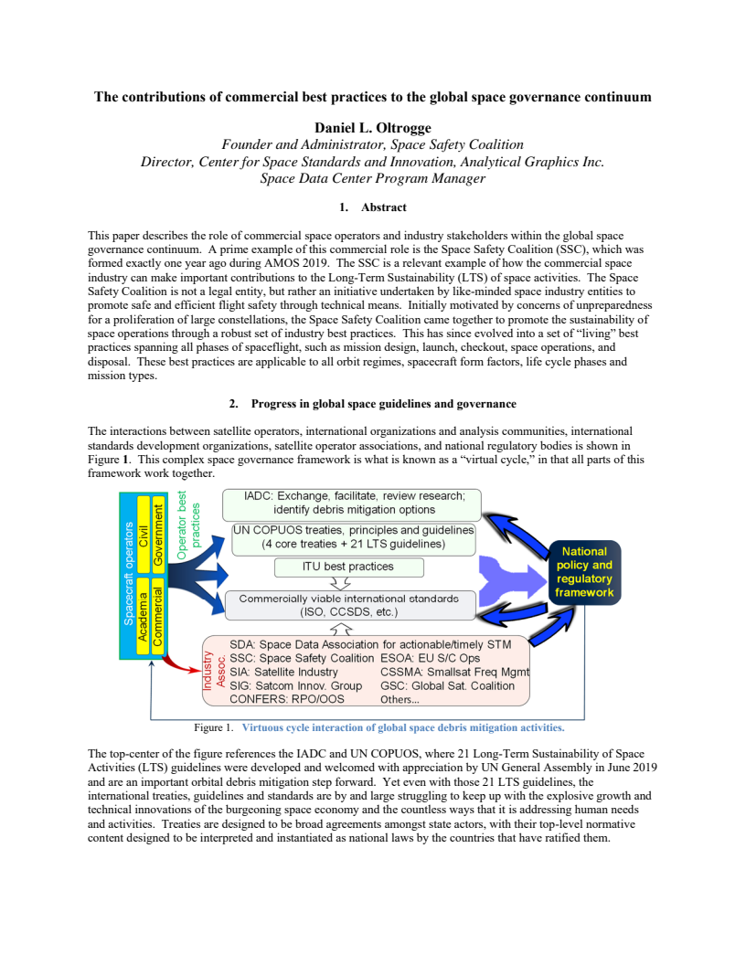 The contributions of commercial best practices to the global space governance continuum - Paper