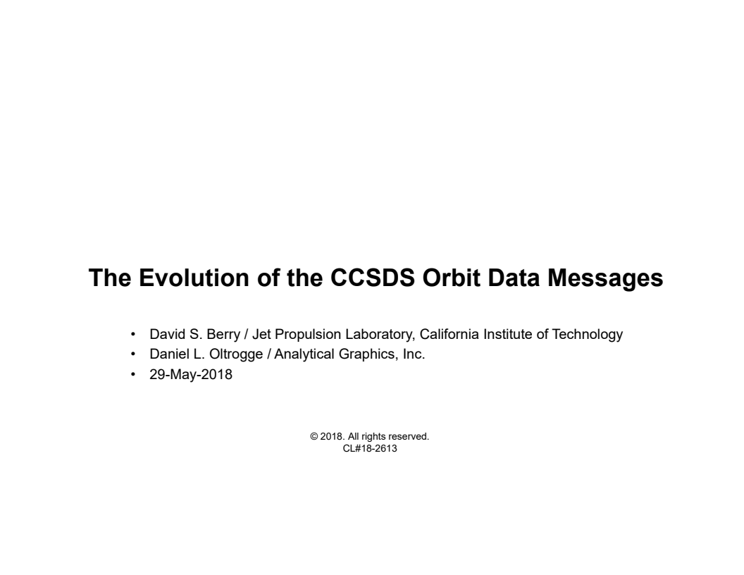 The evolution of the CCSS Orbit Data Messages - Presentation
