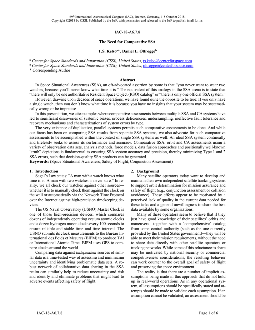 The Need for Comparative SSA - Paper