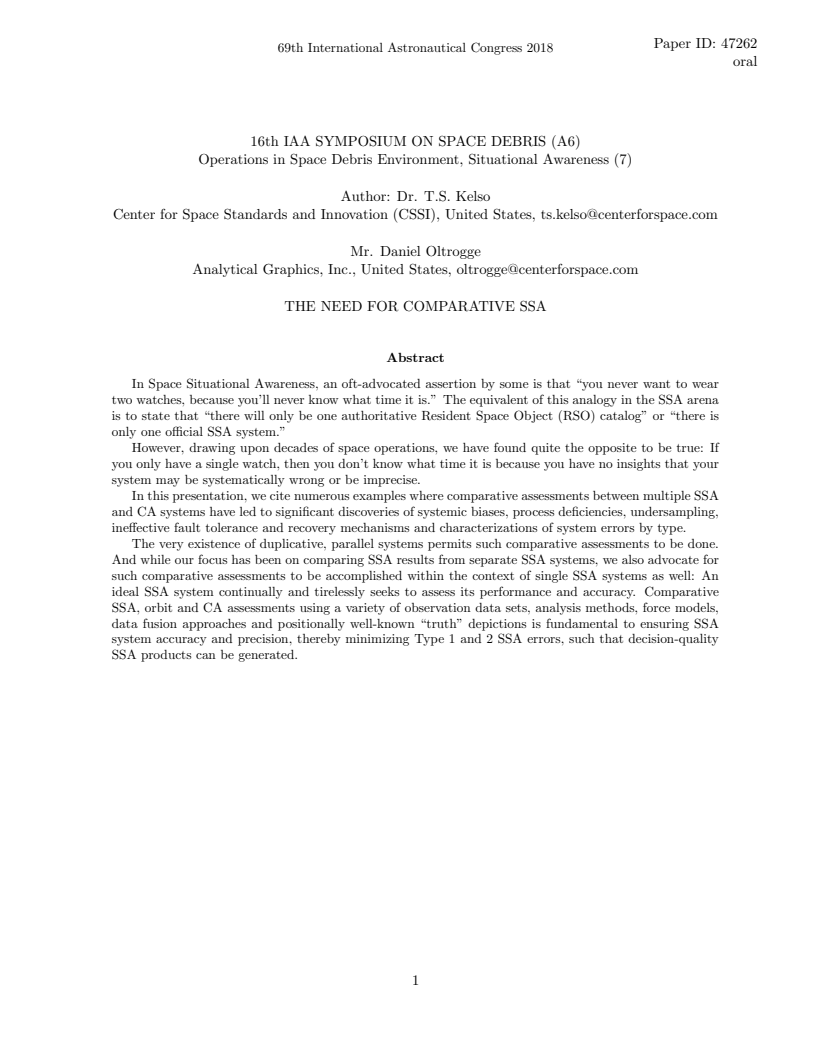 The Need for Comparative SSA - Presentation