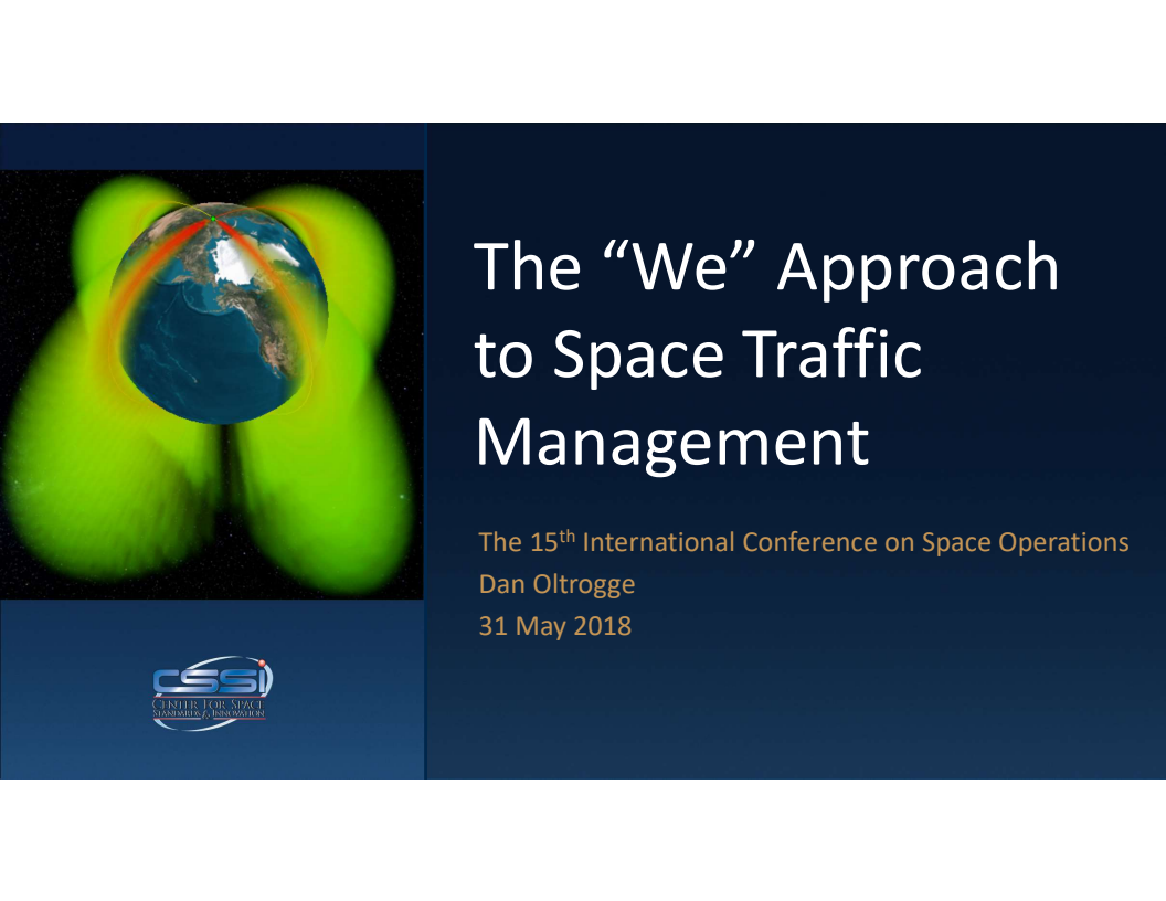 The “We” Approach to Space Traffic Management - Presentation