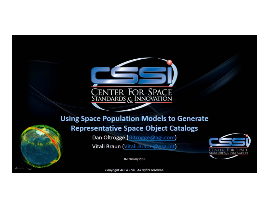 Using space population models to generate representative space object catalogs - Presentation
