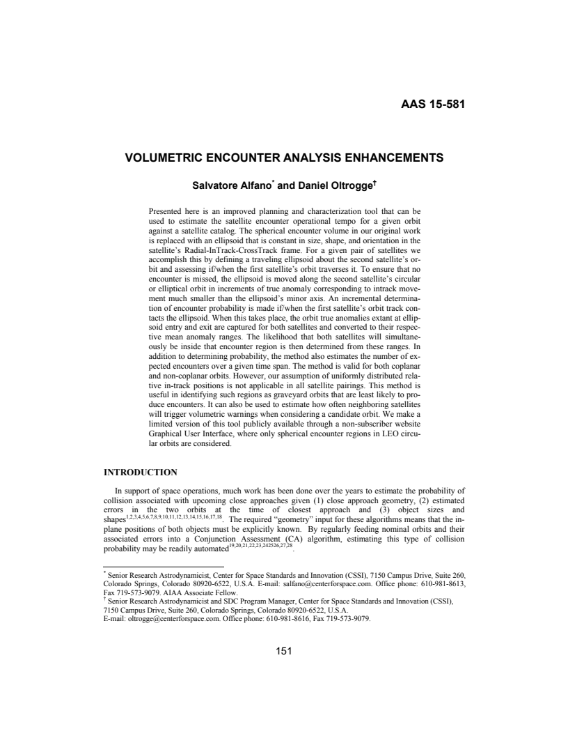 Volumetric encounter analysis enhancements - Paper