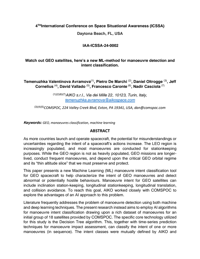 Watch out GEO satellites, here’s a new ML-method for manoeuvre detection and intent classification - Paper